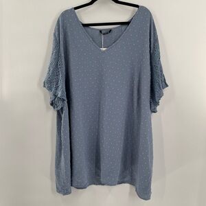 Bloomchic Light Blue Crochet Sleeve Blouse 30/6X